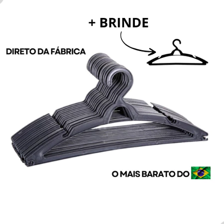 Cabide Adulto Preto Kit 100 Cabides